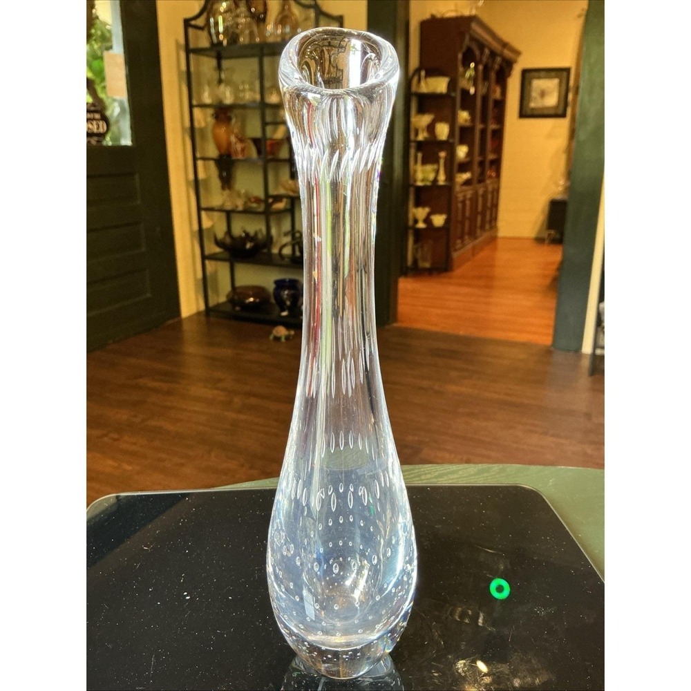 VTG Kosta‎ Boda Bud Vase Glass Controlled Bubble Vicke Lindstrand 13331 Signed
